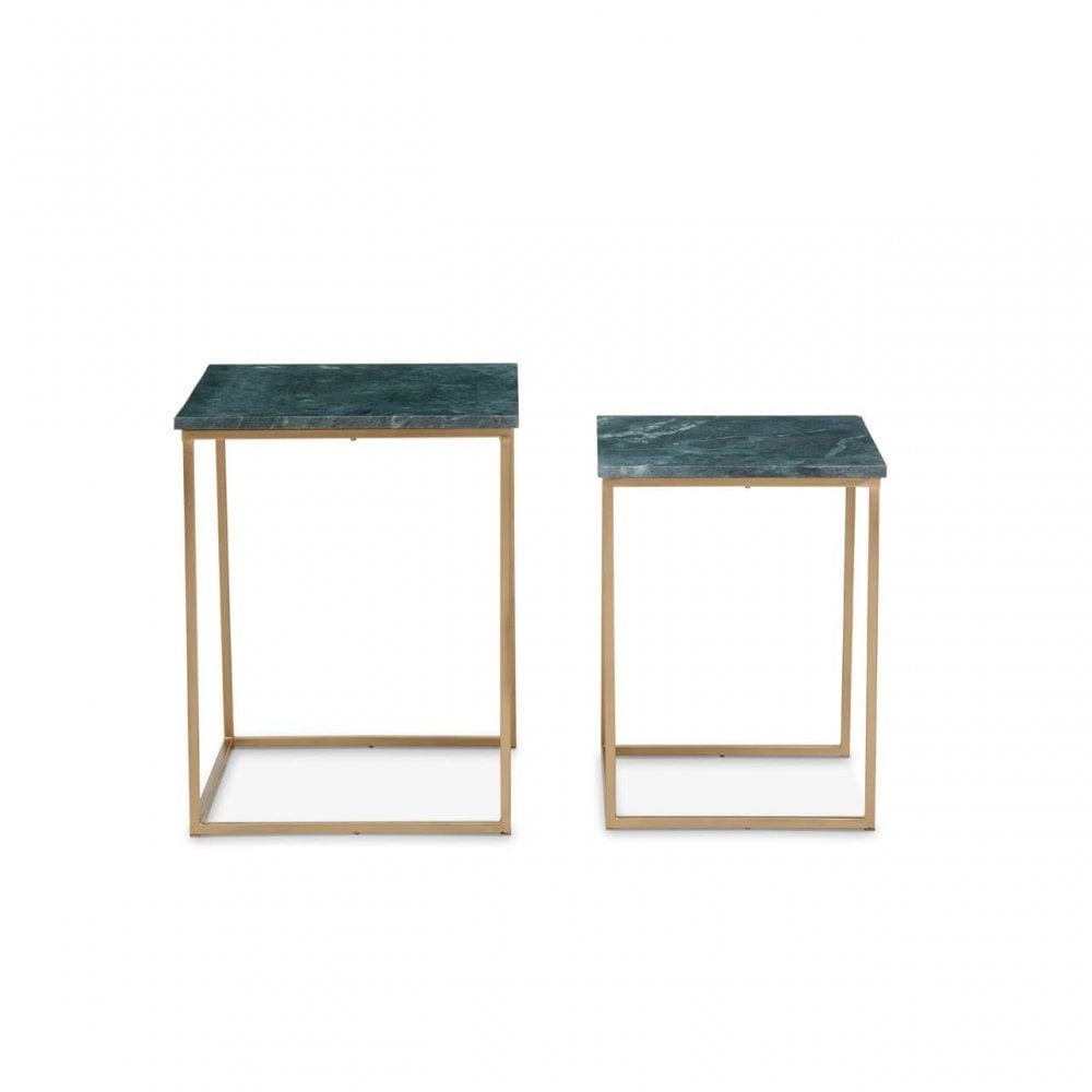 Mandoli Nest Of 2 Green Marble Side Tables