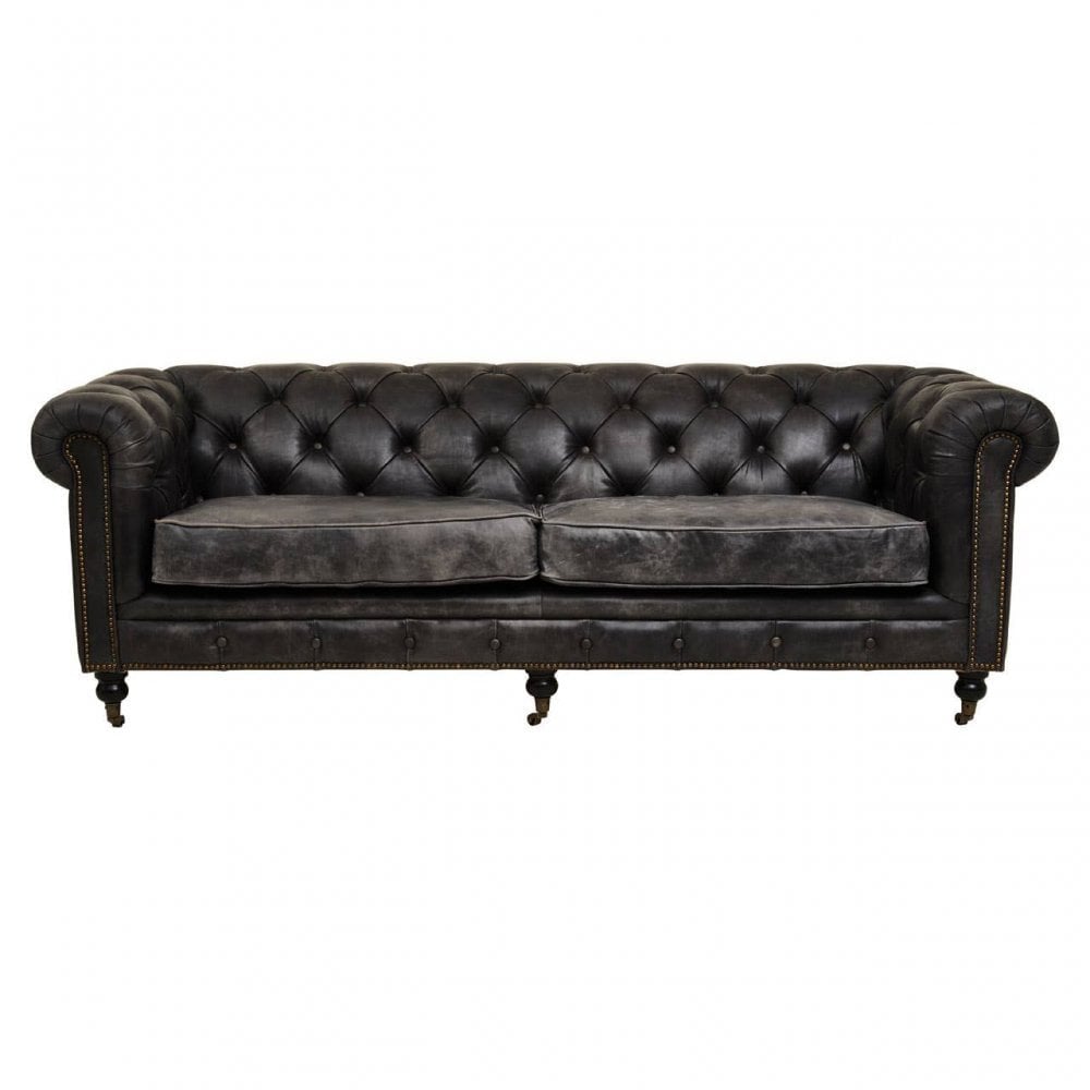 Hoxton Ebony Leather Sofa