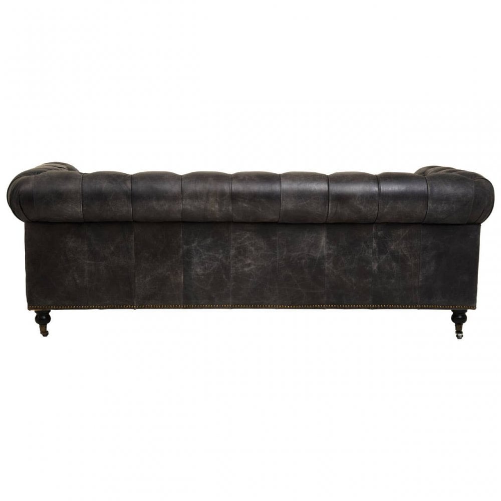 Hoxton Ebony Leather Sofa