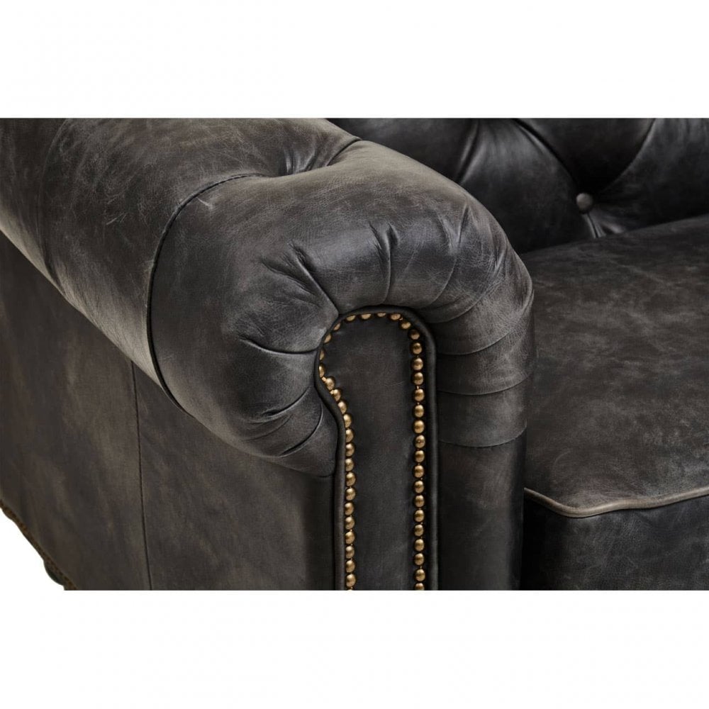 Hoxton Ebony Leather Sofa