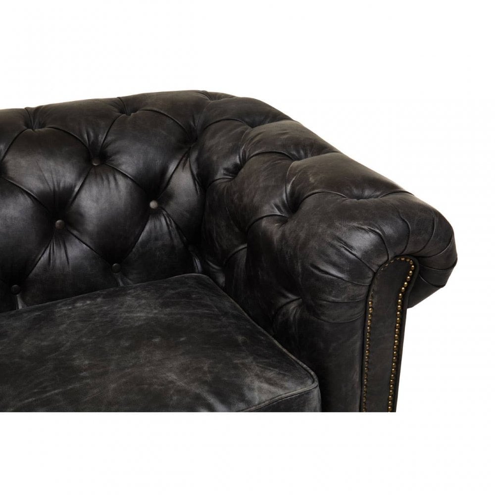 Hoxton Ebony Leather Sofa