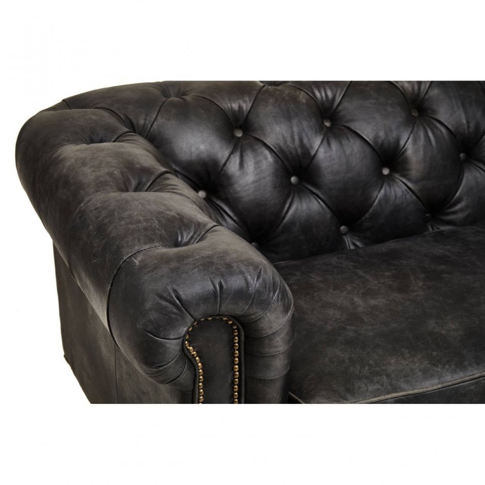 Hoxton Ebony Leather Sofa