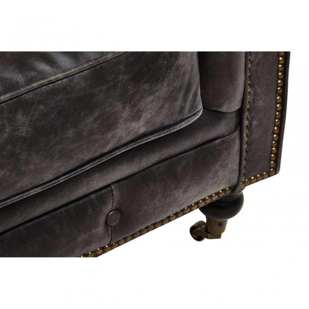 Hoxton Ebony Leather Sofa