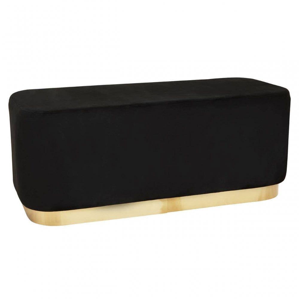 Hartford Rectangular Black Stool With Matte Gold Base
