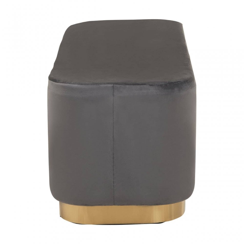 Hartford Rectangular Grey Stool With Matte Gold Base