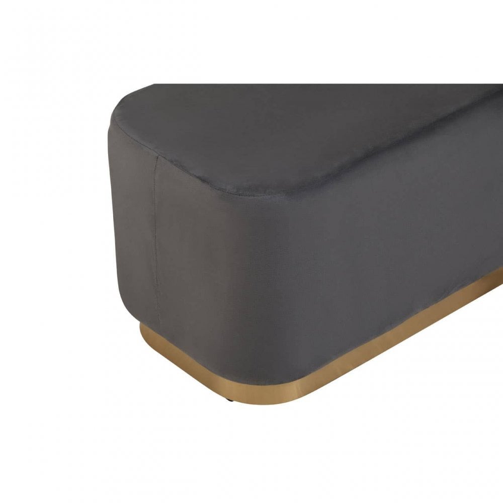 Hartford Rectangular Grey Stool With Matte Gold Base