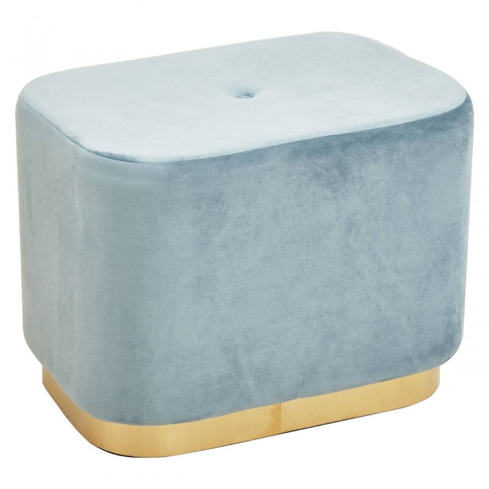 Hartford Blue Stool With Matte Gold Base