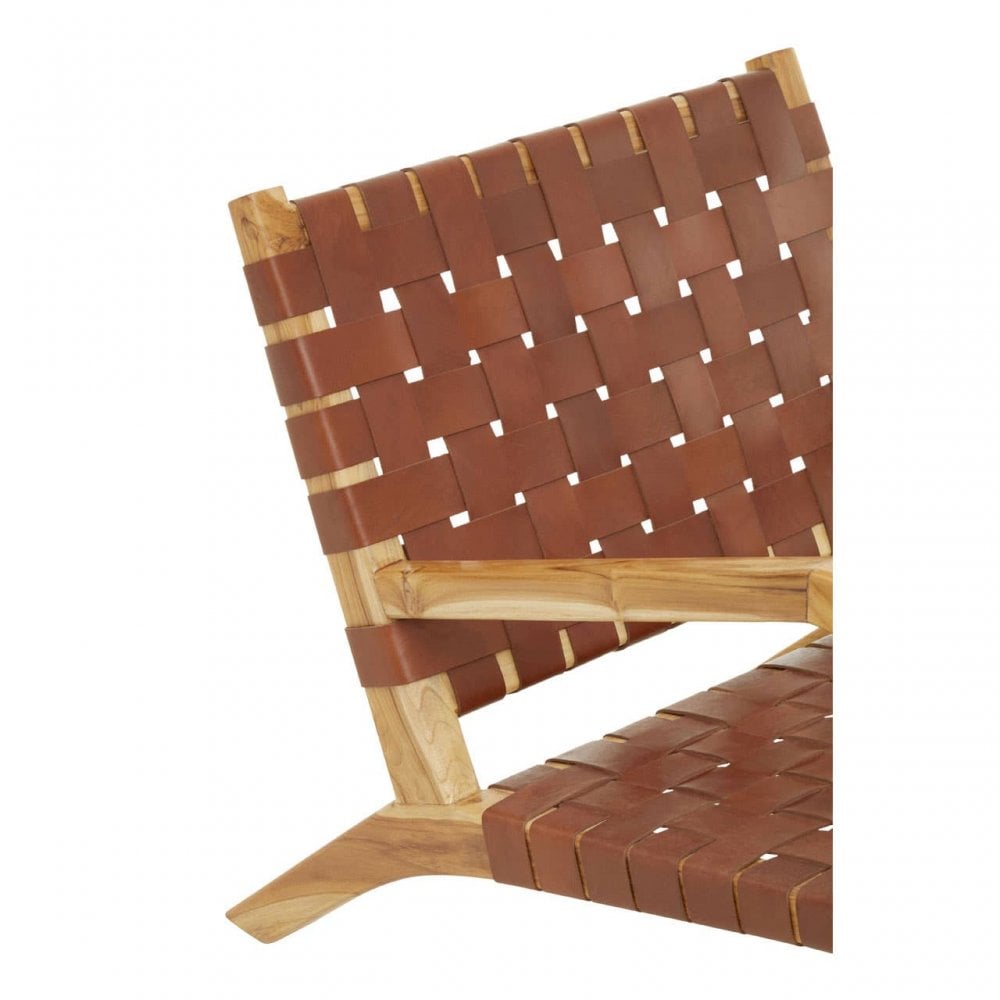 Kendari Dark Brown Leather And Teak Chair