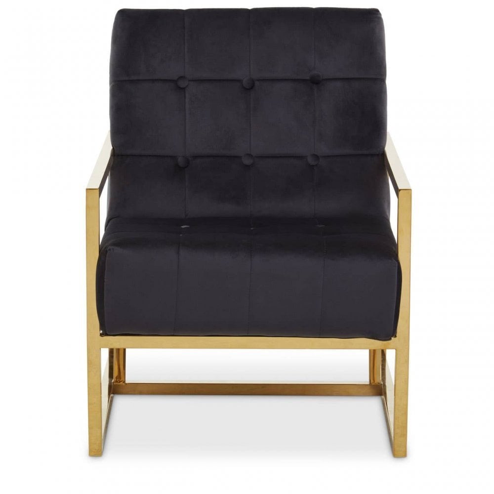 Hana Black Velvet Chair With Gold Frame