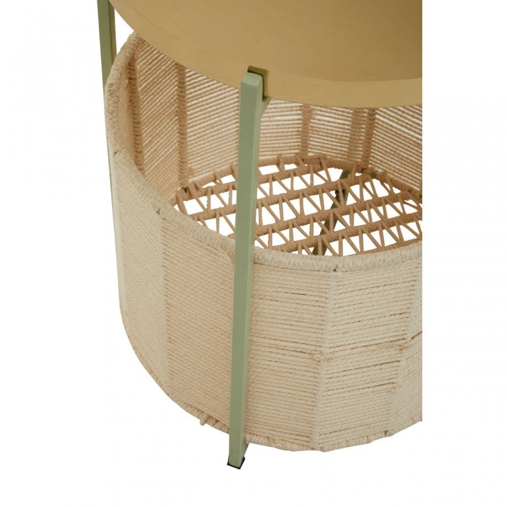 Sabia Green And Gold Iron And Cotton Two Tier Side Table