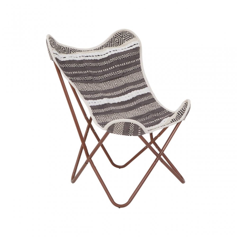 Cefena Grey And White Butterfly Chair