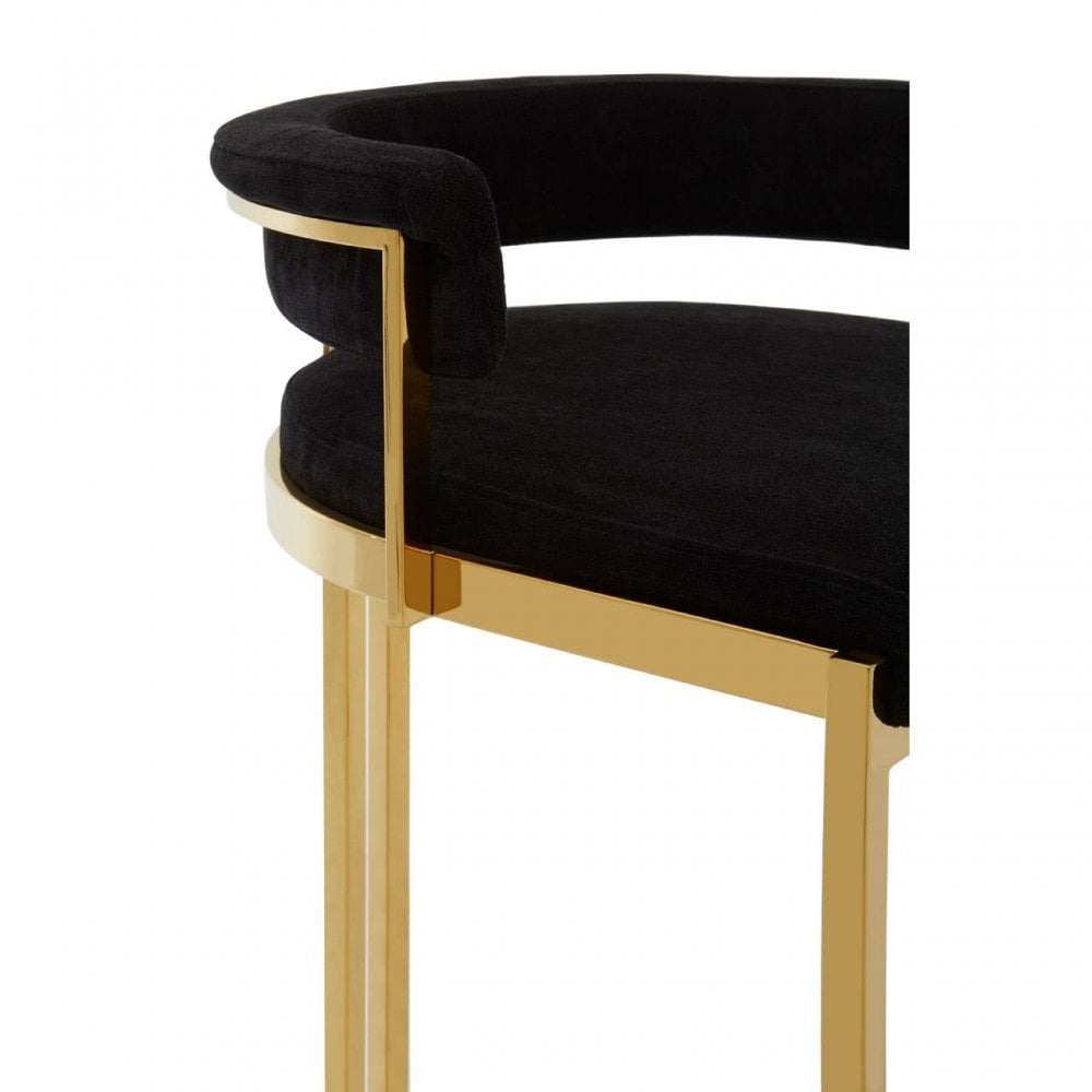 Piermont Black Velvet & Gold Bar Stool
