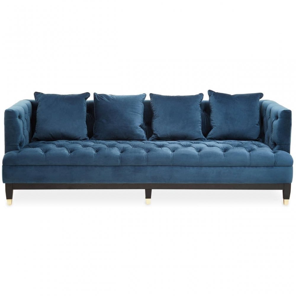 Sefira Three Seat Navy Fabric Sofa
