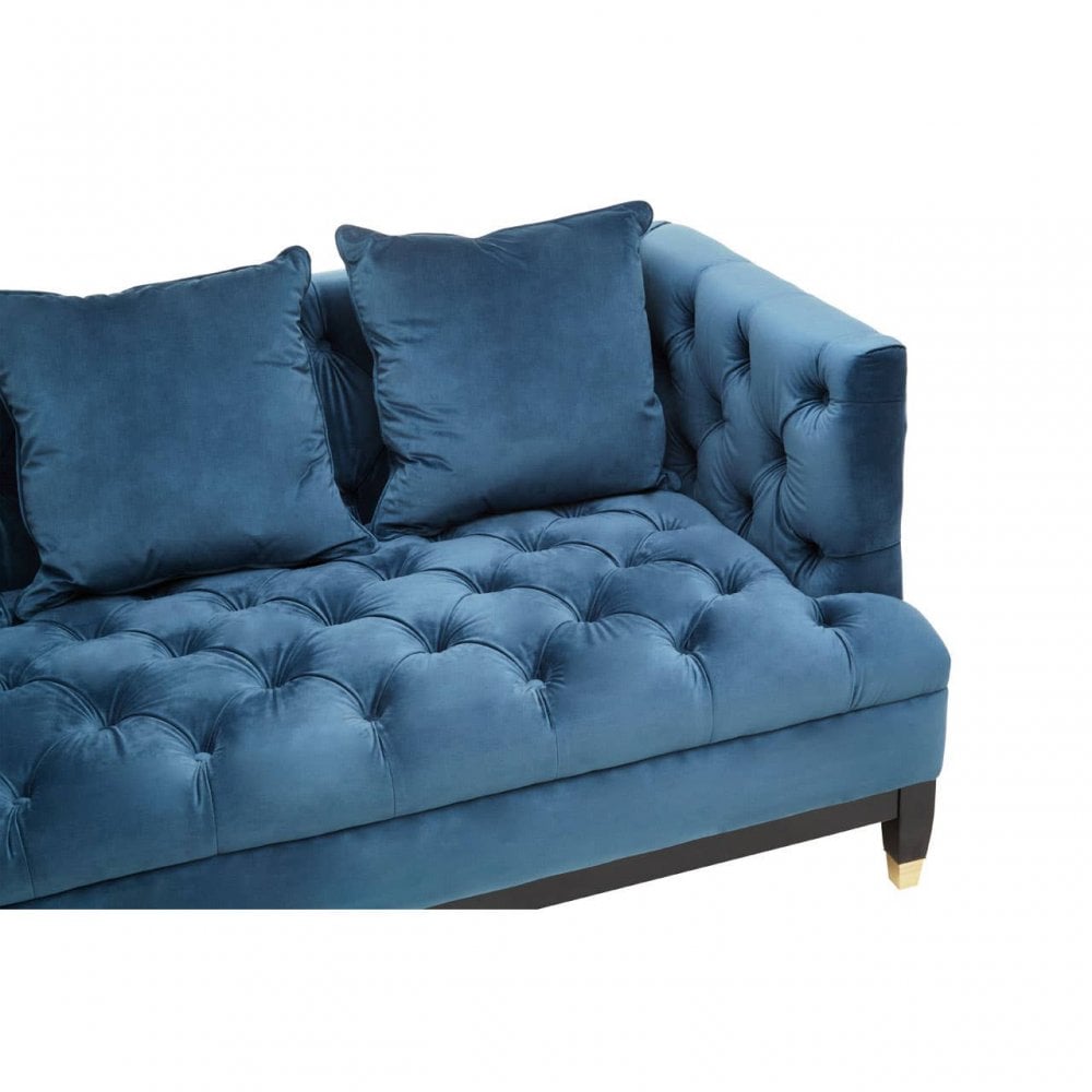 Sefira Three Seat Navy Fabric Sofa