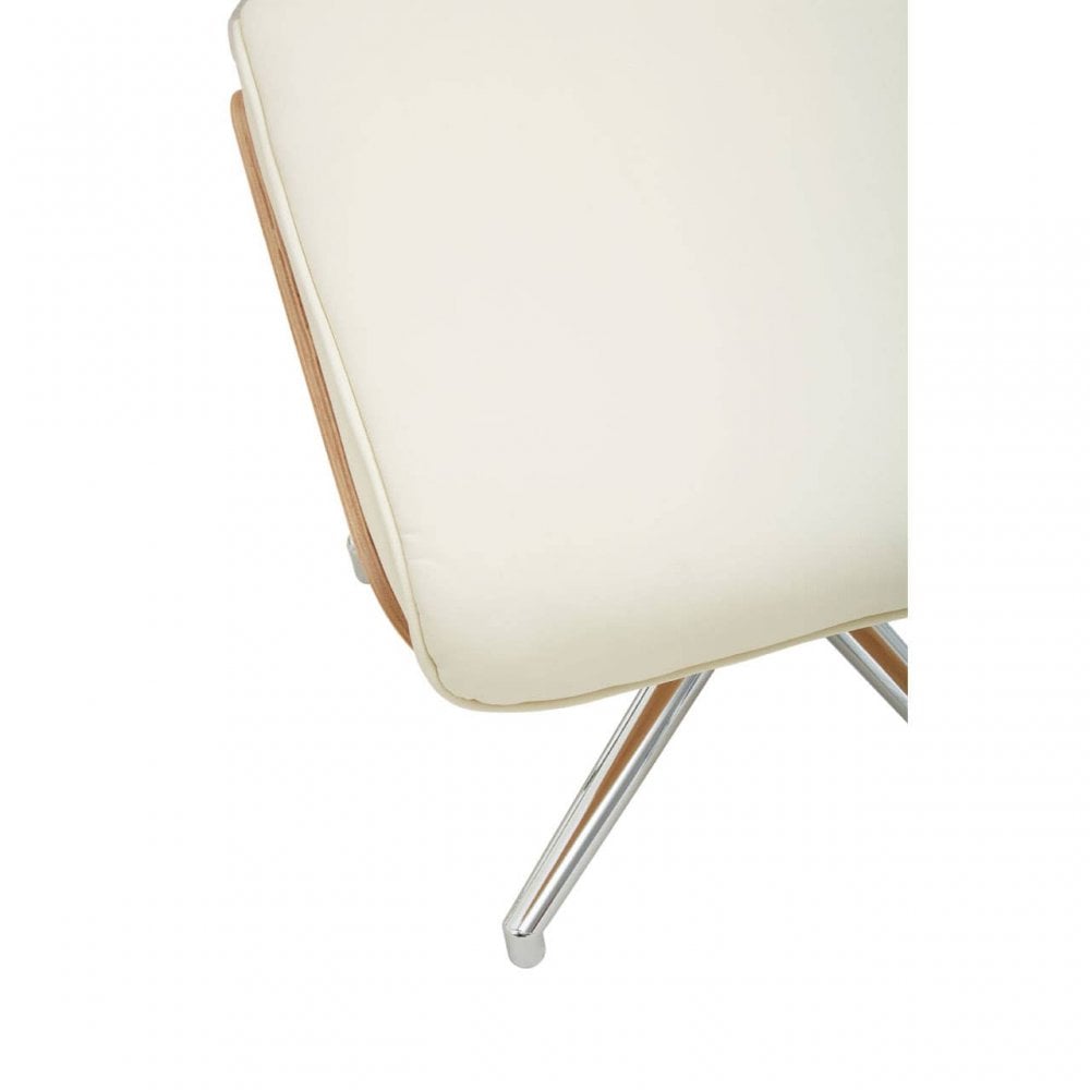 Warrington Ivory Leather Effect Recliner And Footstool