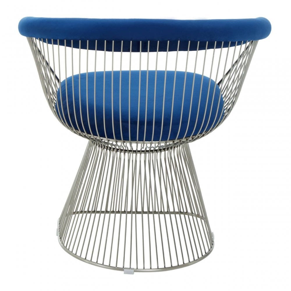 Anzio Navy Blue Velvet And Brushed Silver Chair