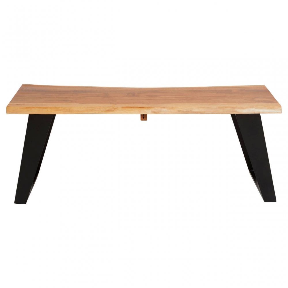 Surax Acacia Wood And Looped Iron Base Coffee Table