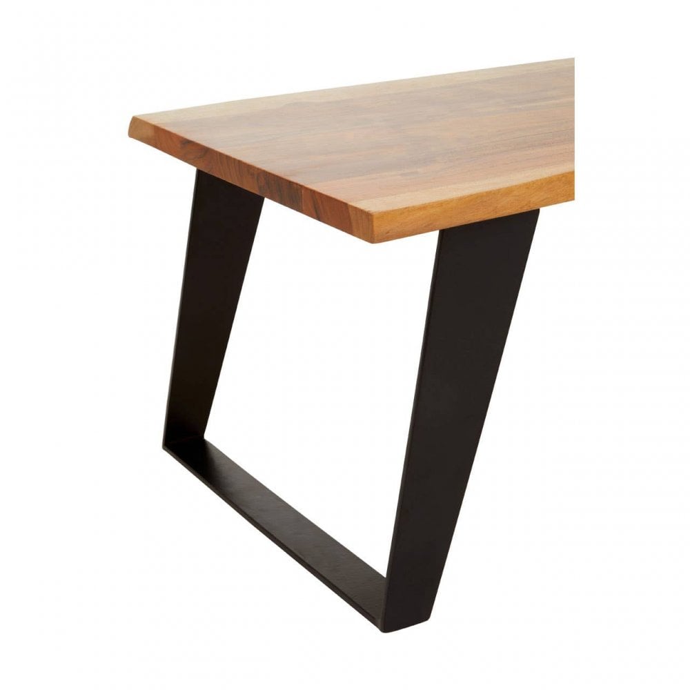 Surax Acacia Wood And Looped Iron Base Coffee Table