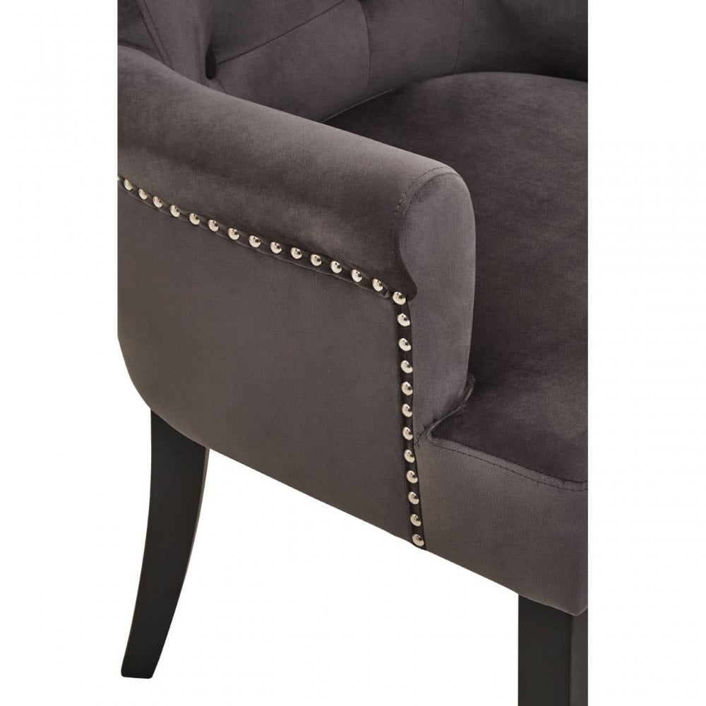 Doucet Grey Velvet Chair With Ring Back
