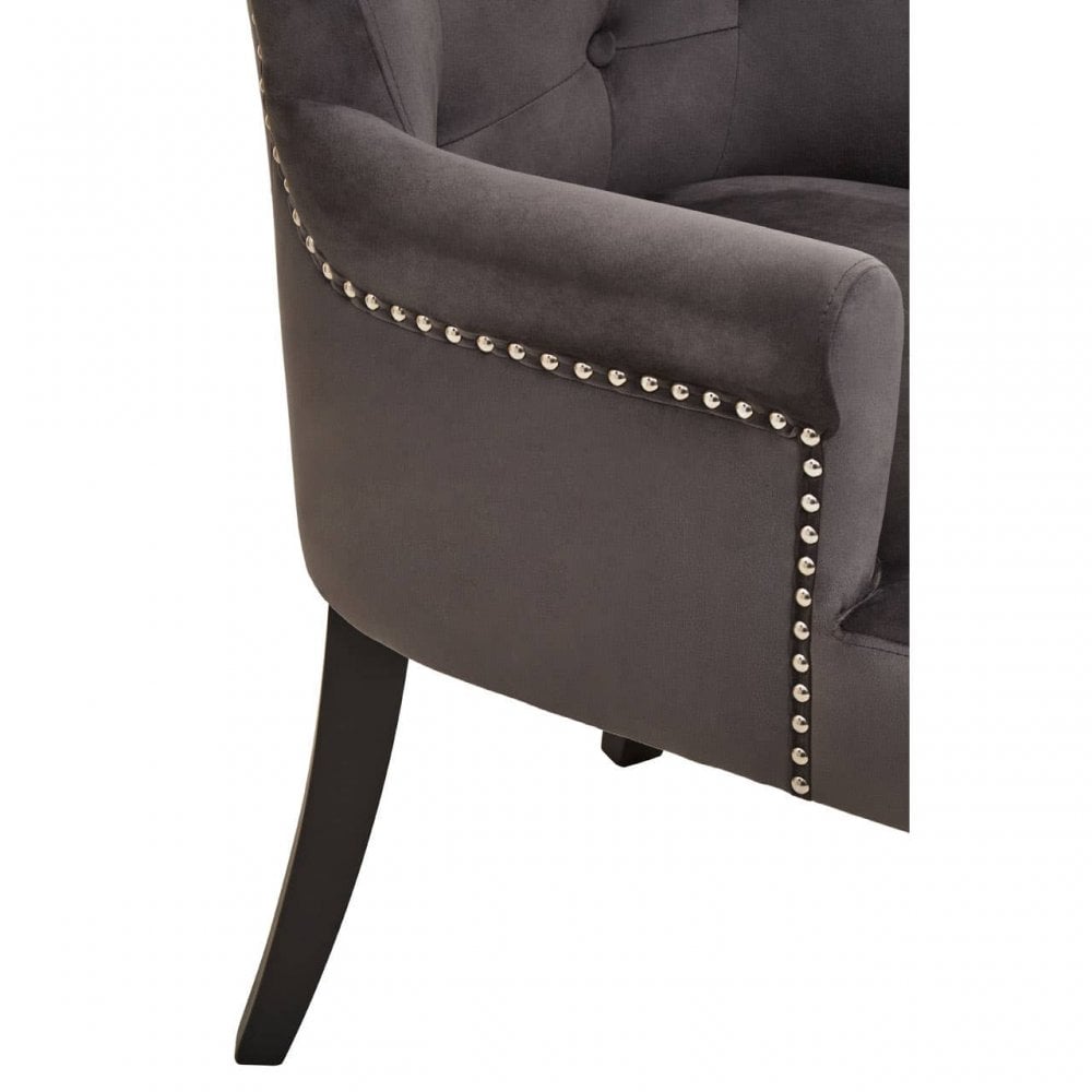 Doucet Grey Velvet Chair With Ring Back