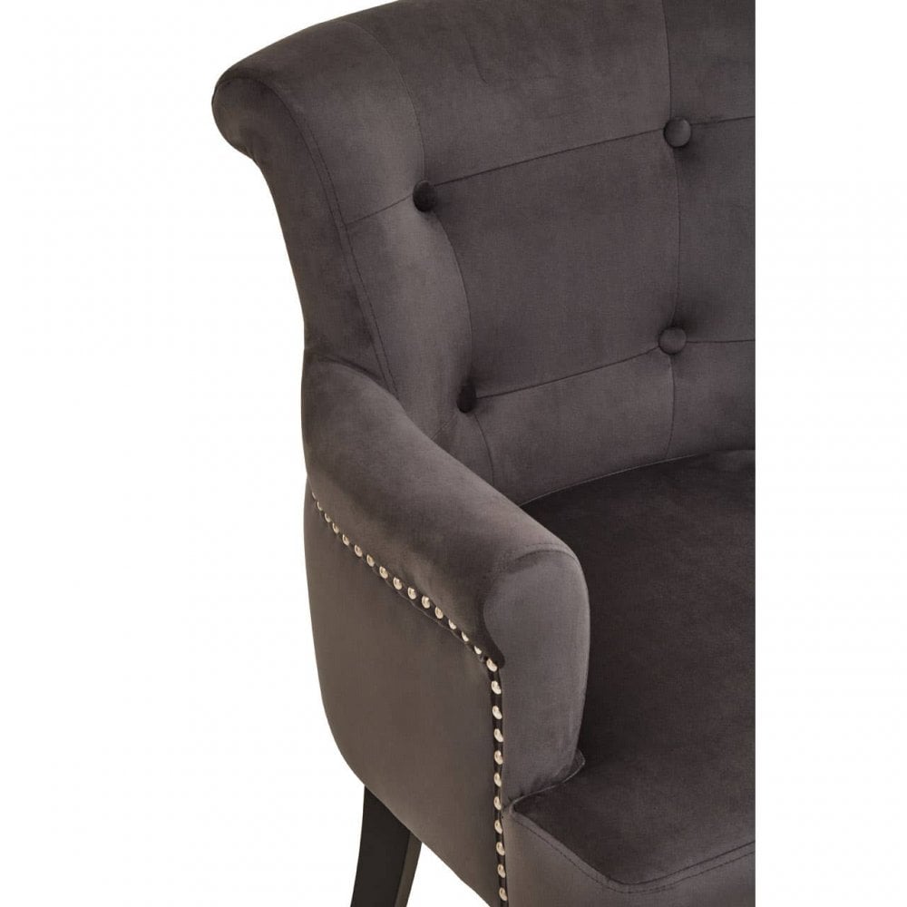Doucet Grey Velvet Chair With Ring Back