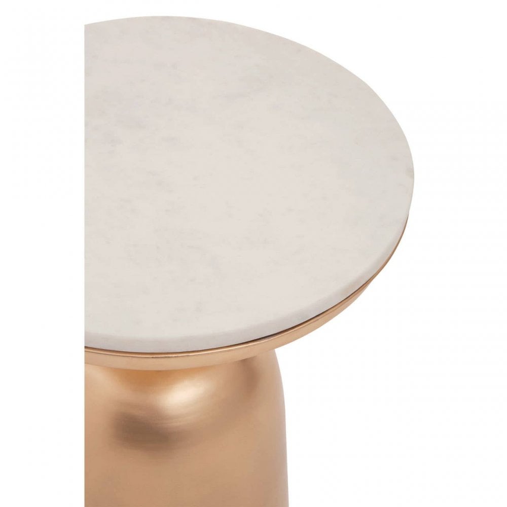 Amira White Marble Top Gold Base Side Table