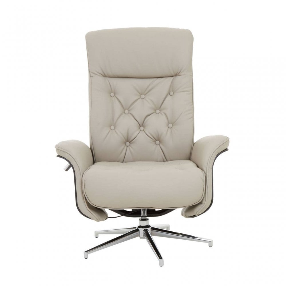 Warrington Mink Leather Effect Recliner And Footstool