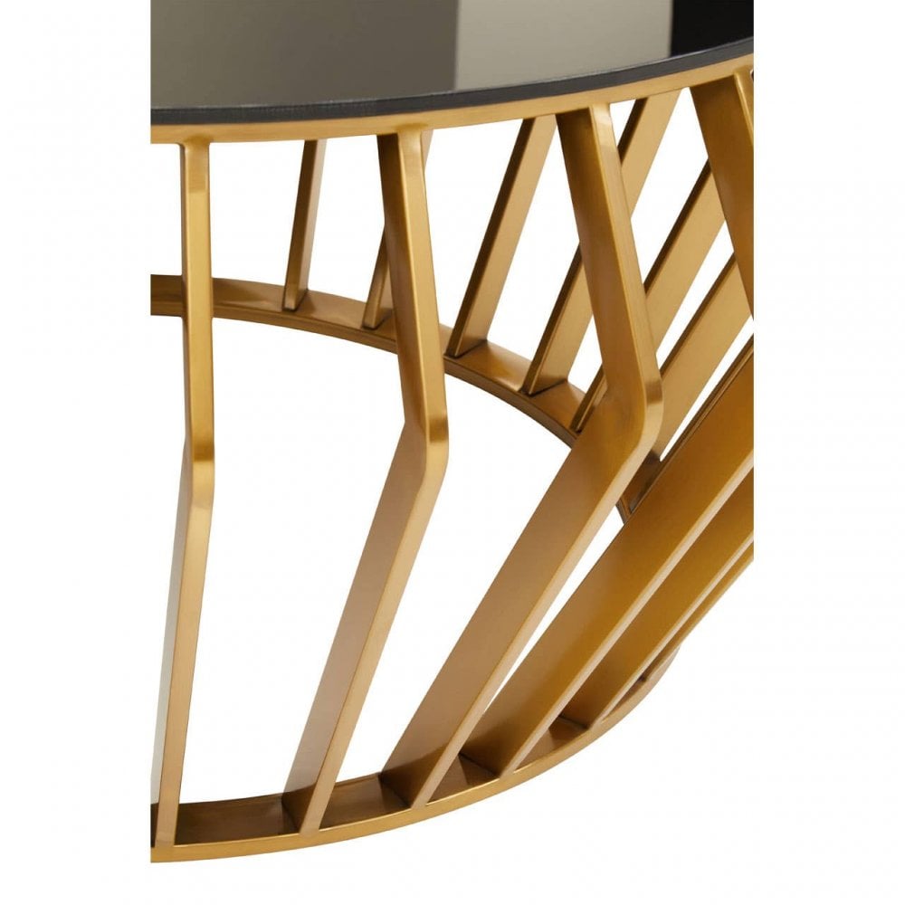 Ackley Black And Gold Round Coffee Table.