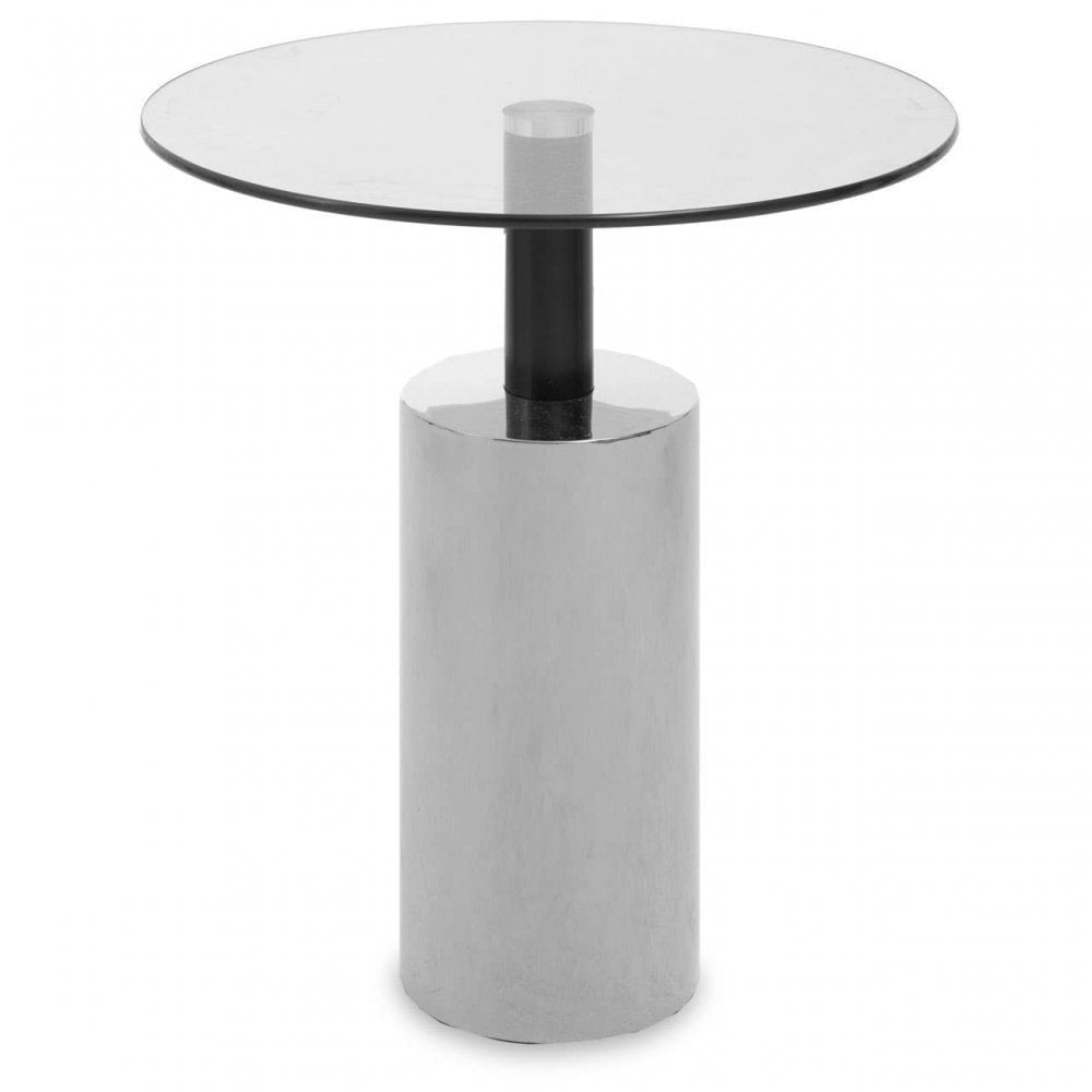 Oria Clear Glass Silver Base Side Table