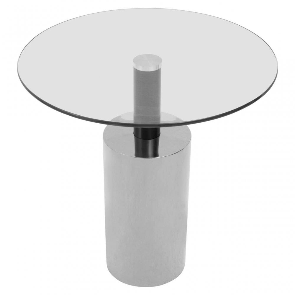 Oria Clear Glass Silver Base Side Table