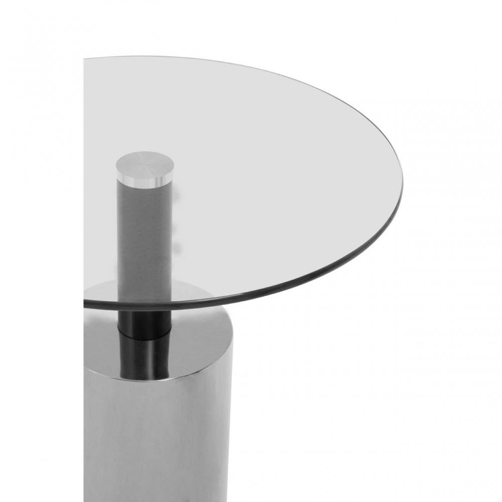 Oria Clear Glass Silver Base Side Table