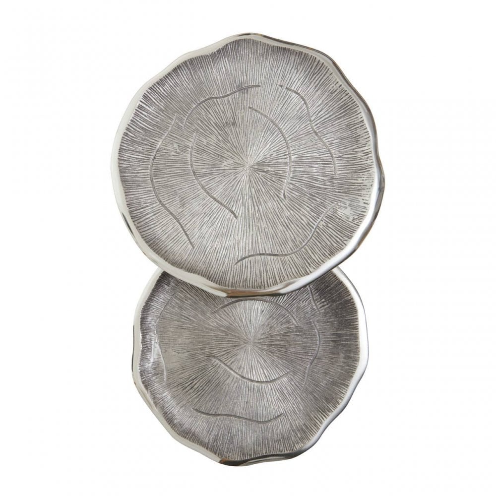 Silva Set Of Two Oak Effect Silver Top Side Tables