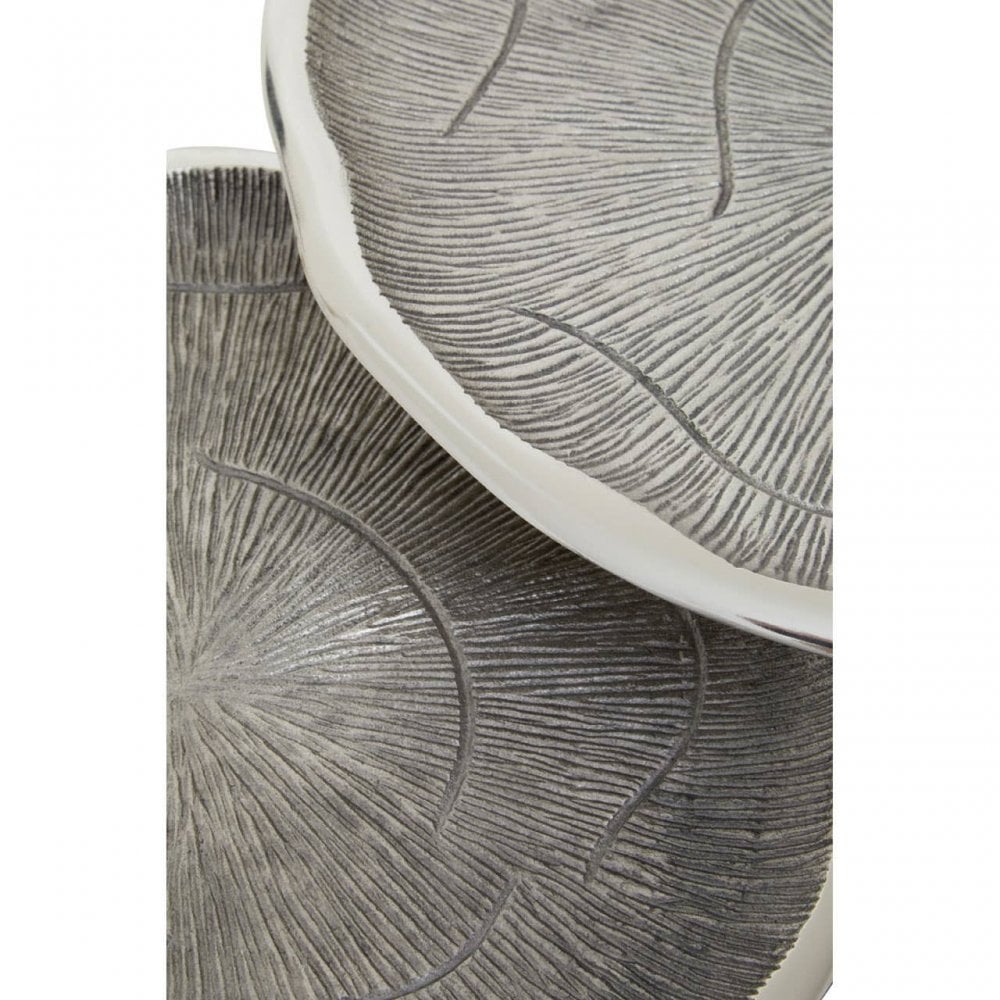 Silva Set Of Two Oak Effect Silver Top Side Tables