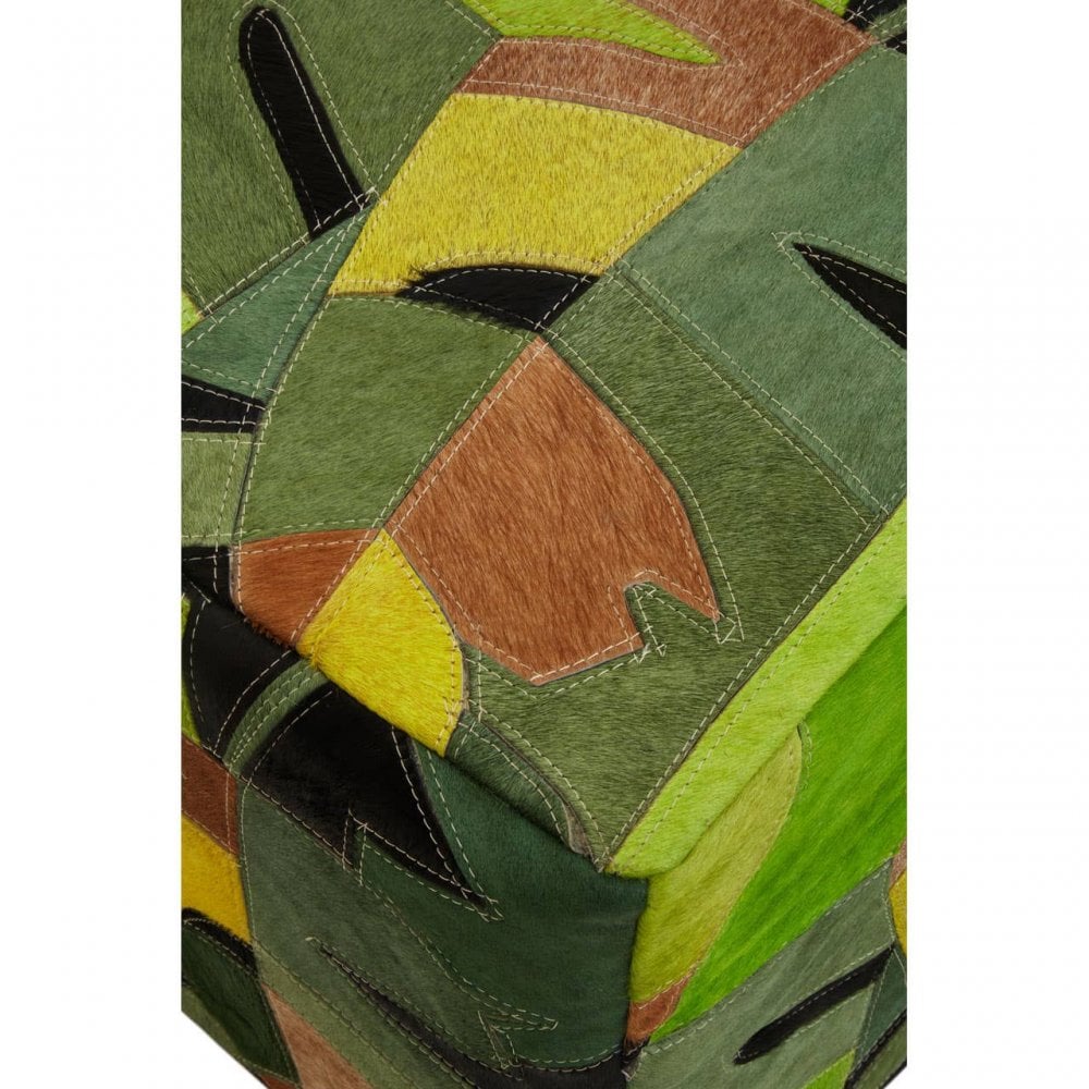 Safira Botanical Leather Pouffee