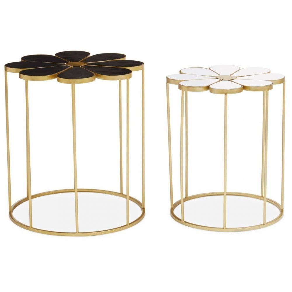 Jodie Set Of Two Black And White Petal Tables