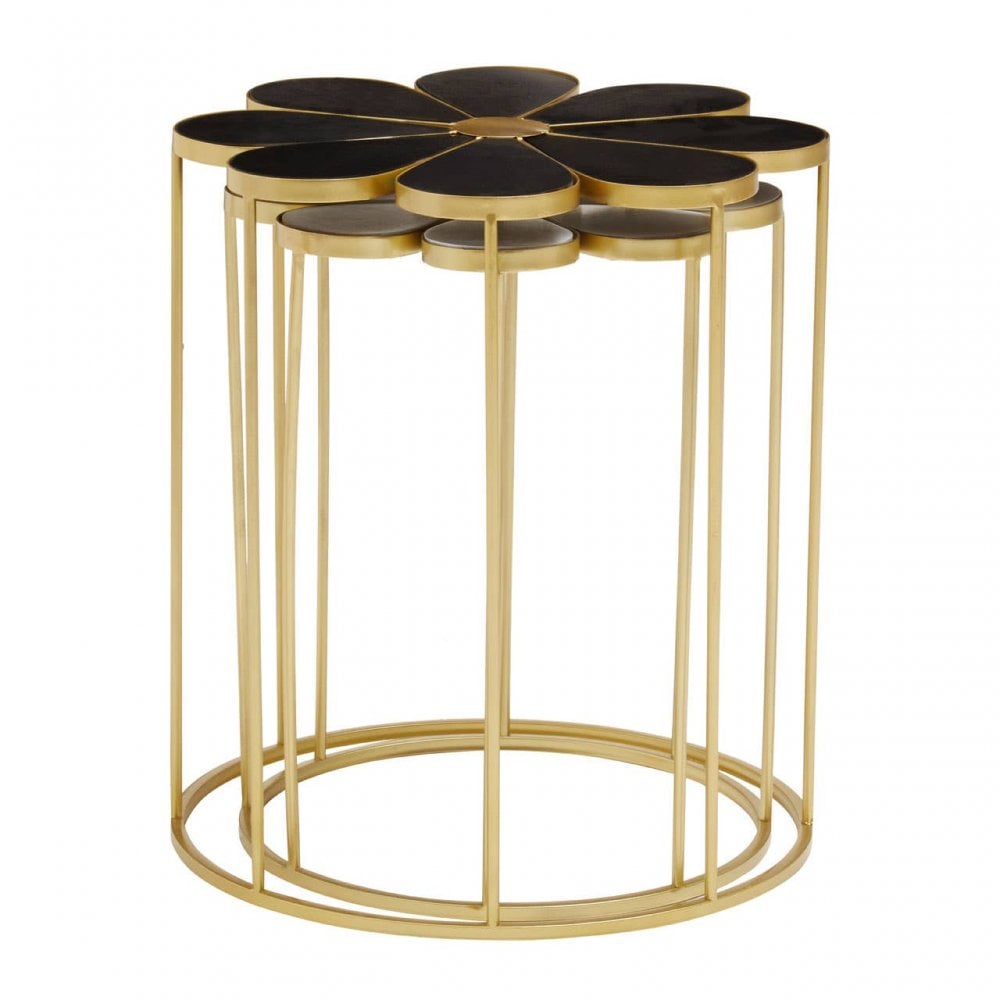 Jodie Set Of Two Black And White Petal Tables