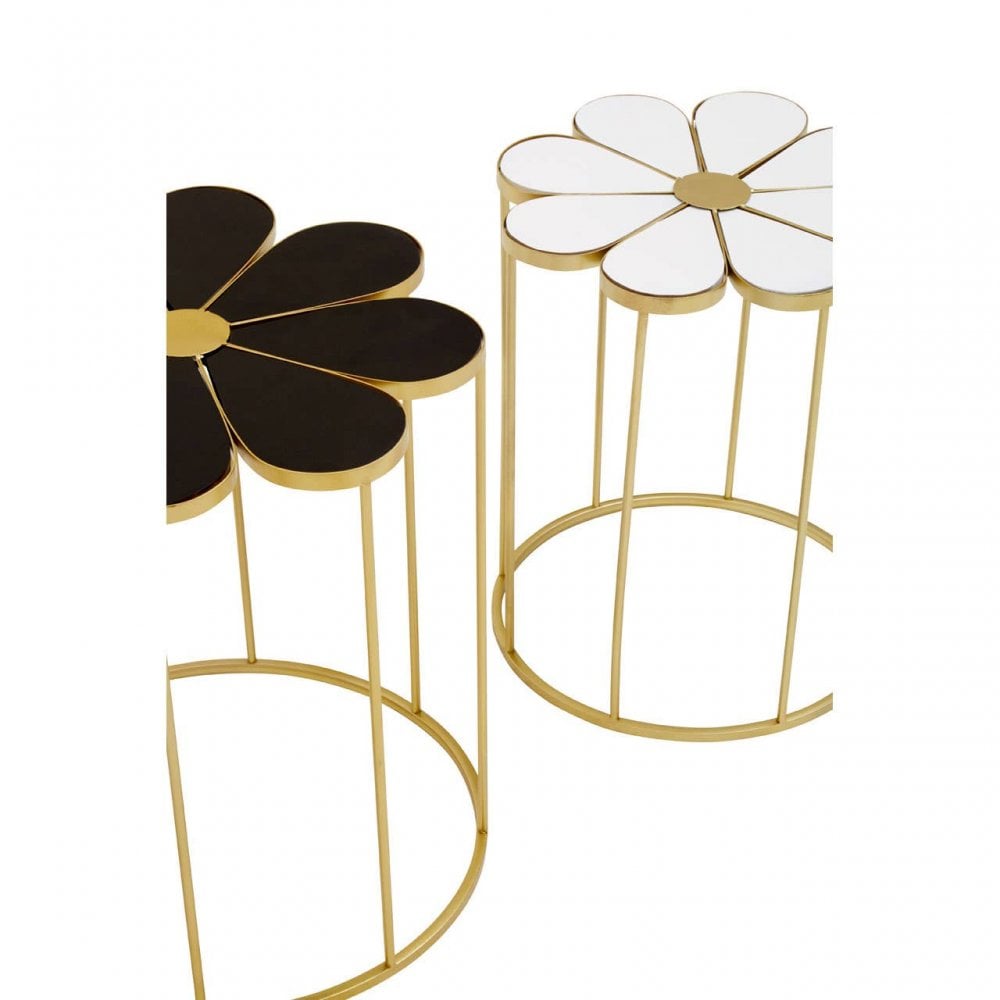 Jodie Set Of Two Black And White Petal Tables
