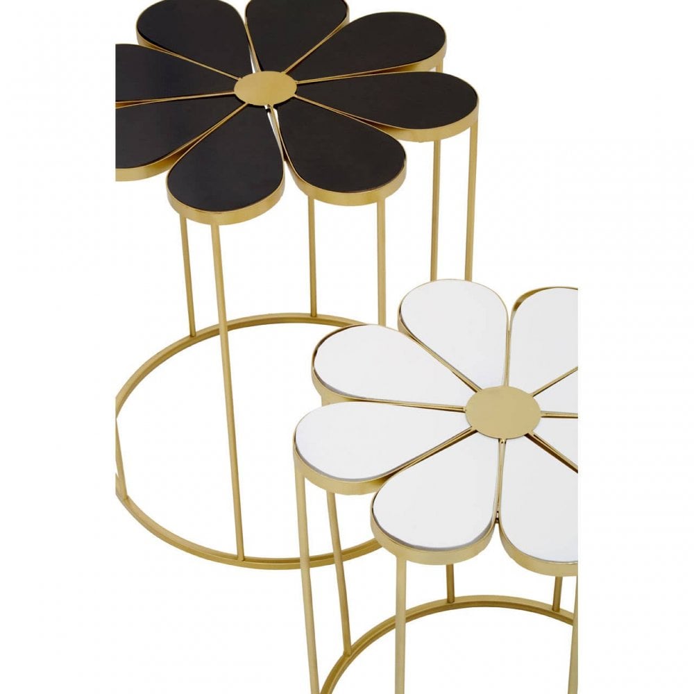 Jodie Set Of Two Black And White Petal Tables