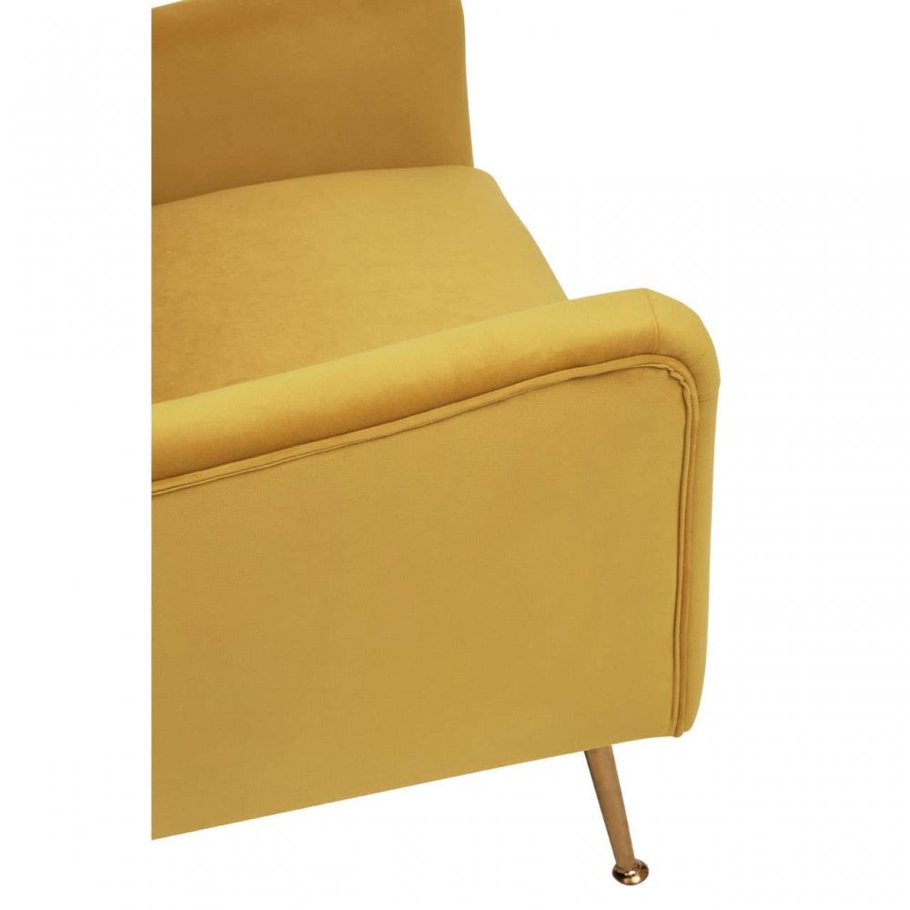 Doucet Yellow Velvet Chair With Gold Finish Legs