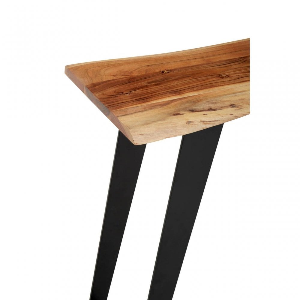 Surax Acacia Wood And Looped Iron Base Console Table