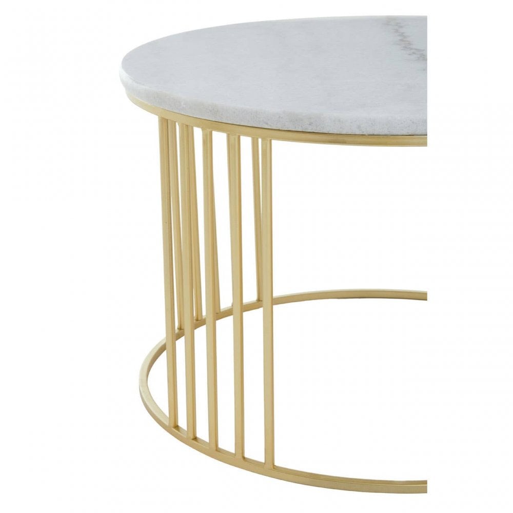 Jodie Set Of Two White Marble And Gold Frame Table