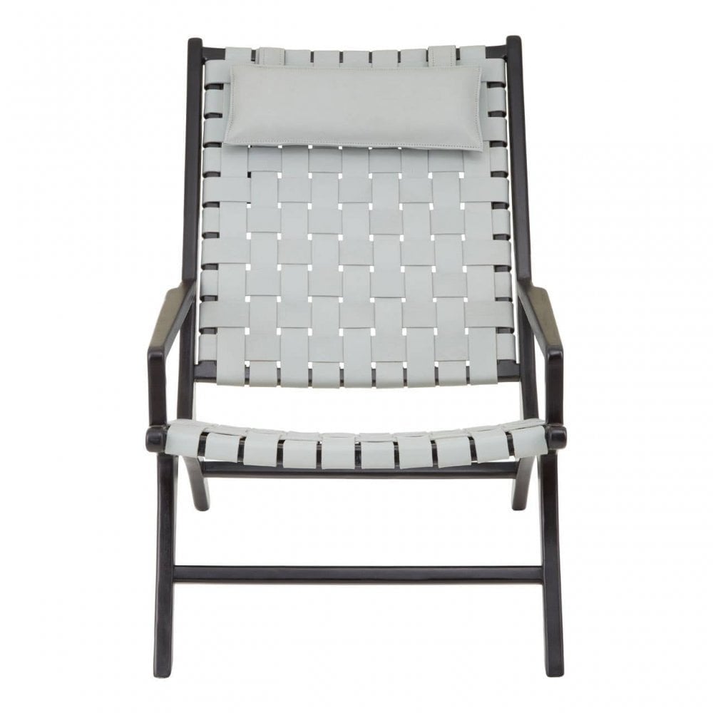 Kendari Grey Leather Woven Chair