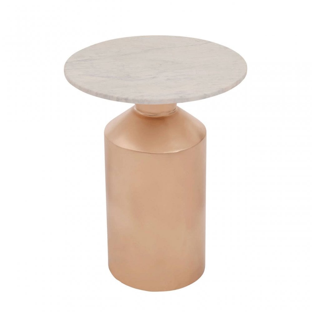 Amira Carrara Marble Top Gold Base Side Table