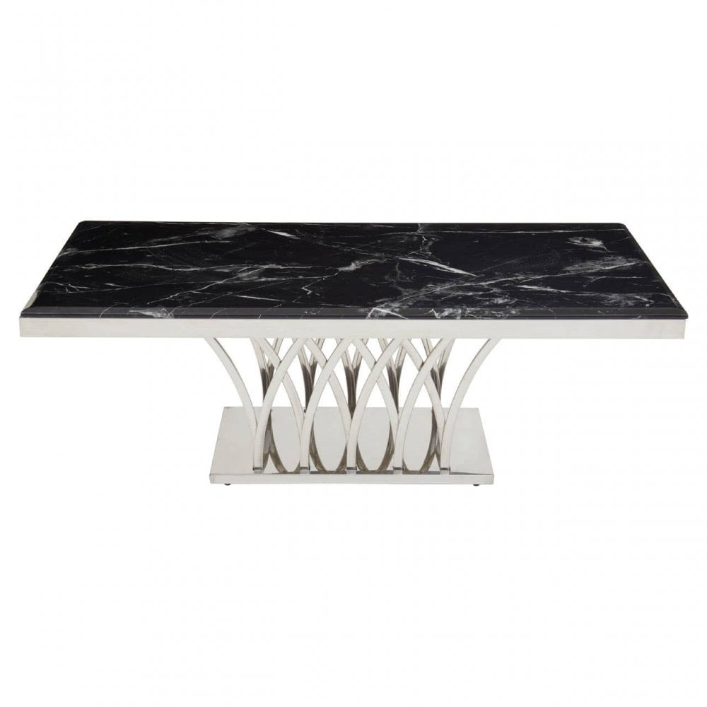 Arenza Black Marble And Silver Coffee Table.