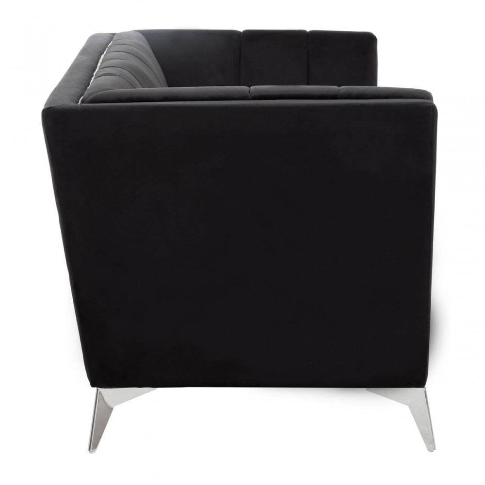Hansa Two Seat Black Velvet Sofa