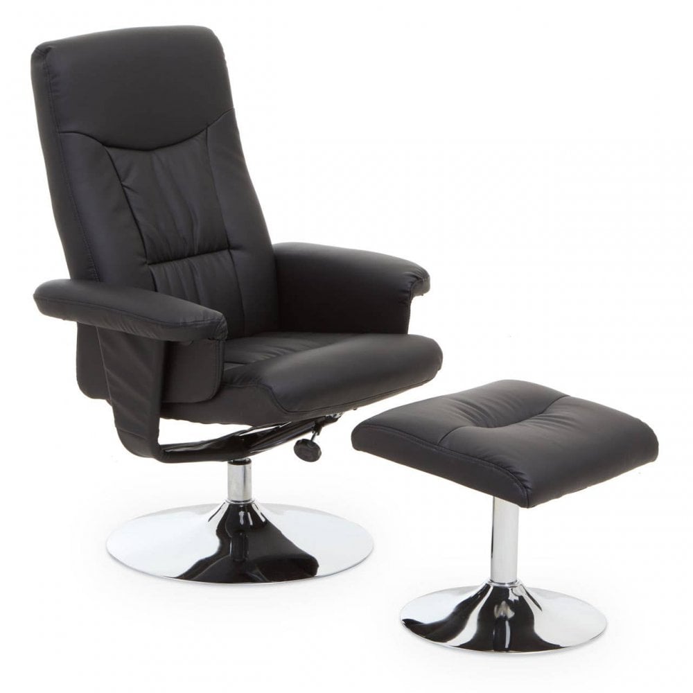 Denton Black Leather Effect Recliner