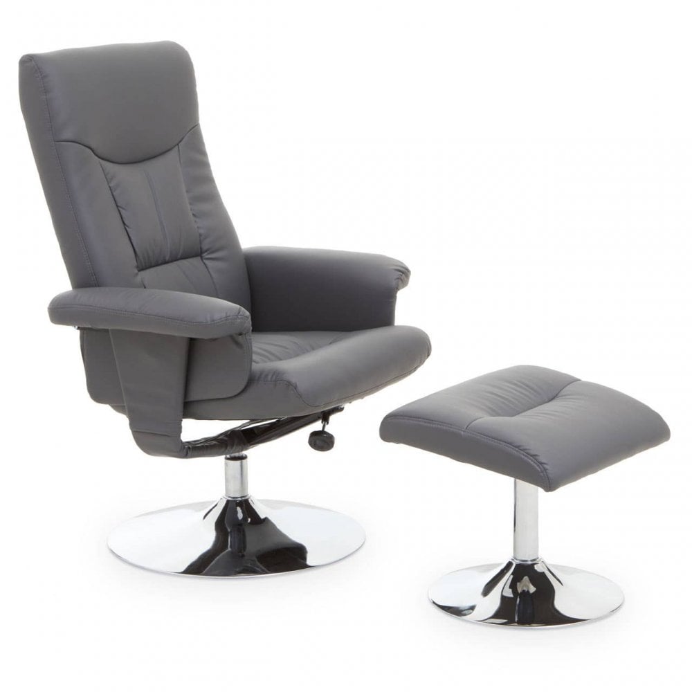 Denton Grey Leather Effect Recliner