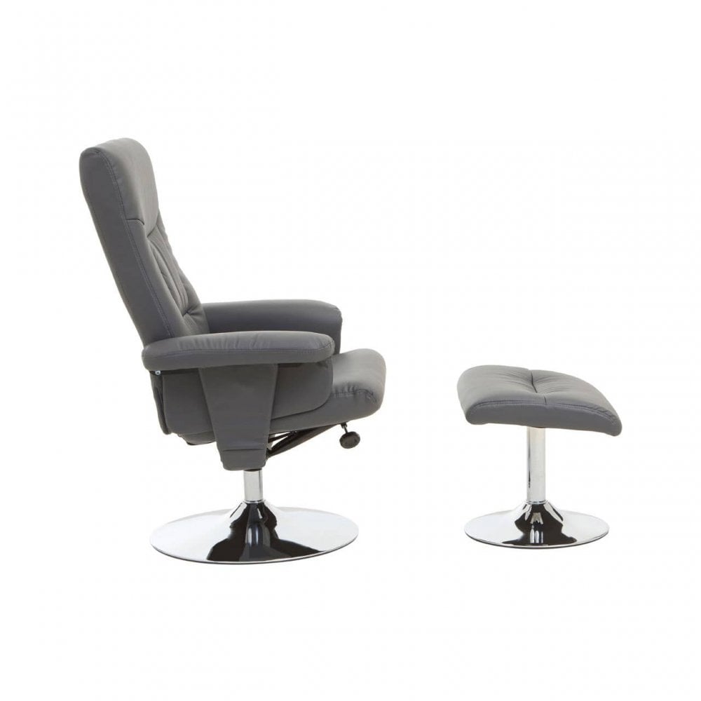 Denton Grey Leather Effect Recliner