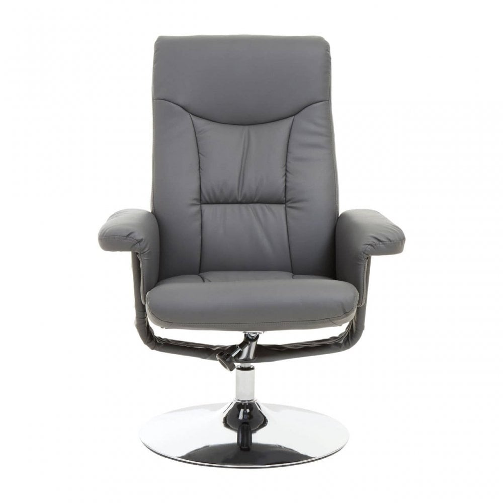 Denton Grey Leather Effect Recliner