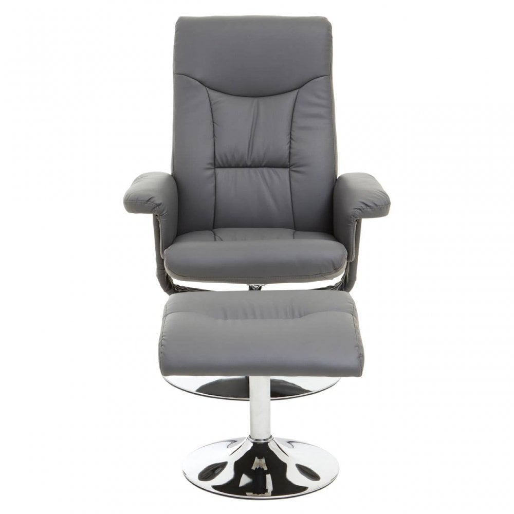 Denton Grey Leather Effect Recliner